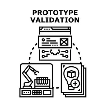 Product prototype validation and development process illustration 스톡 일러스트