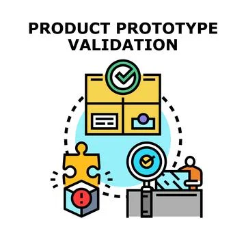 Product prototype validation concept finding solutions Stock Illustration