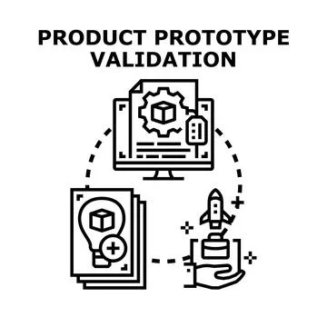 Product prototype validation process developing new startup idea Stock Illustration
