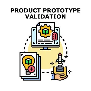 Product prototype validation process developing new startup idea Illustrazione stock
