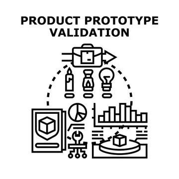 Product prototype validation process evaluating new ideas Stock Illustration