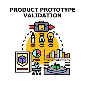 Product prototype validation process evaluating new ideas Stock Illustration