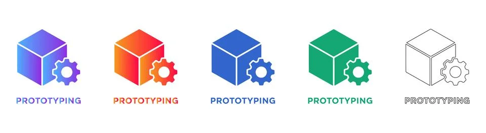 Product Prototyping Development Icon Set Stock Illustration
