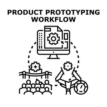 Product prototyping workflow creating new solutions Stock Illustration