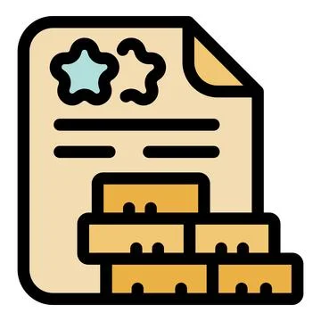 Product quality certification document with star ratings and boxes Illustrazione stock