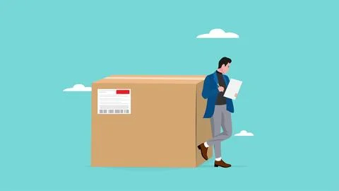 Product quality control concept vector illustration, businessman standing n.. 库存插图