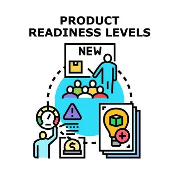Product readiness levels evaluating development and strategy Illustrazione stock