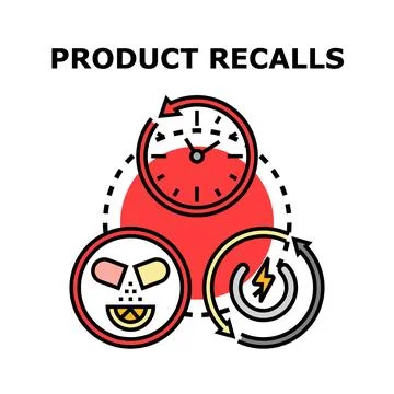 Product recalls process with time and defect managing Stock Illustration