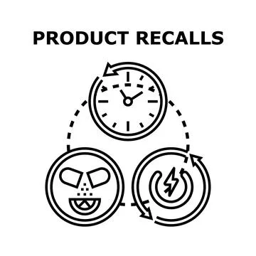 Product recalls process with time and defect managing Stock Illustration