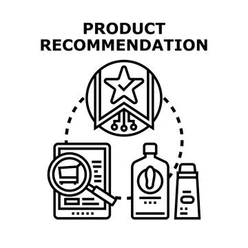 Product recommendation algorithm offering online shopping suggestions Stock Illustration