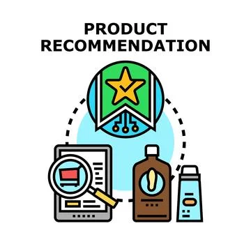 Product recommendation algorithm offering online shopping suggestions Stock Illustration