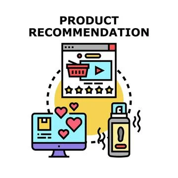 Product recommendation engine suggesting desired items online Stock Illustration