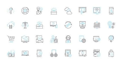 Product refinement linear icons set. Polishing, Improvement, Optimization Stock Illustration