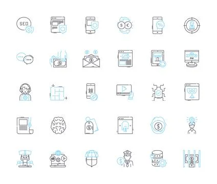 Product refinement linear icons set. Polishing, Improvement, Optimization Stock Illustration