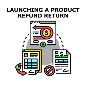 Product refund return process launching on internet platform Stock Illustration