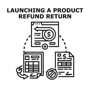 Product refund return process launching on internet platform Stock Illustration