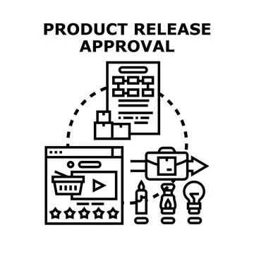 Product release approval and development process concept Stock Illustration