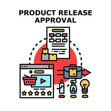 Product release approval and development process concept Stock Illustration