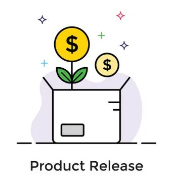Product release in flat icon design Stock Illustration