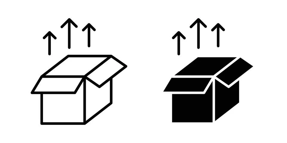 Product release icon linear versions pack on white background Stock Illustration