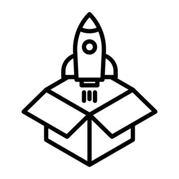 Product release linear logo mark in black and white Stock Illustration
