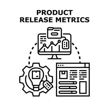 Product release metrics tracking development and optimization process Stock Illustration