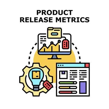 Product release metrics tracking development and optimization process Illustrazione stock