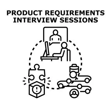 Product requirements interview sessions concept development Stock Illustration