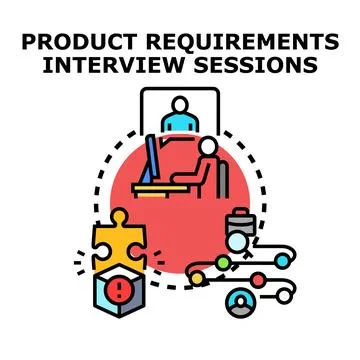 Product requirements interview sessions concept development Stock Illustration