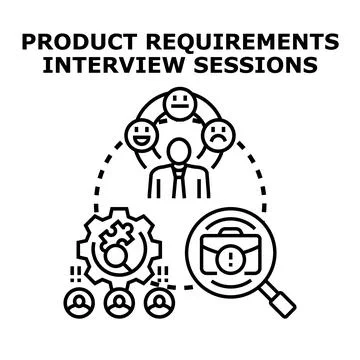 Product requirements interview sessions for development process Stock Illustration
