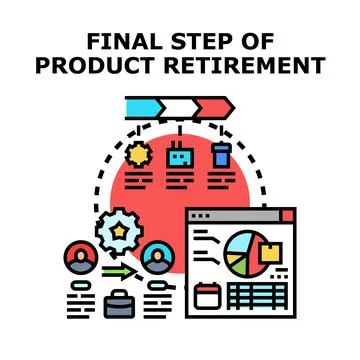 Product retirement final step process completing 스톡 일러스트
