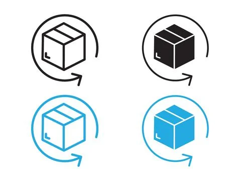 Product return Box icon black and white vector outline sign Stock Illustration