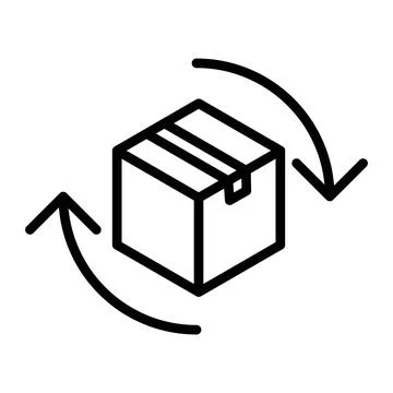 Product return Box icon linear logo mark in black and white Stock Illustration