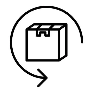 Product return Box icon linear logo mark in black and white Stock Illustration