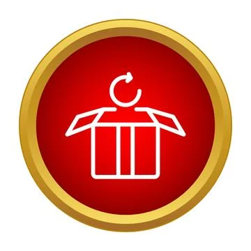 Product return policy button with delivery box Stock Illustration