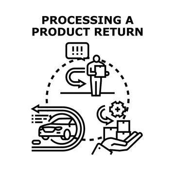 Product return process receiving customer delivery Stock Illustration