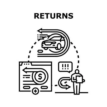 Product return process receiving money back Stock Illustration