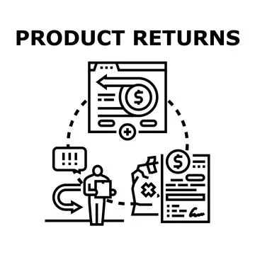 Product returns management processing financial refund illustration Stock Illustration