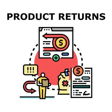 Product returns management processing financial refund illustration Stock Illustration