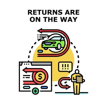 Product returns process and online refund concept Stock Illustration