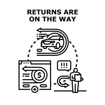 Product returns process and online refund concept Stock Illustration