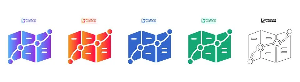 Product Roadmap Process Icons Set Stock Illustration