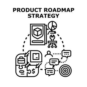 Product roadmap strategy development planning business vision Illustrazione stock