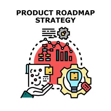 Product roadmap strategy planning and development concept Stock Illustration