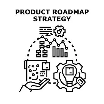 Product roadmap strategy planning and development concept Stock Illustration