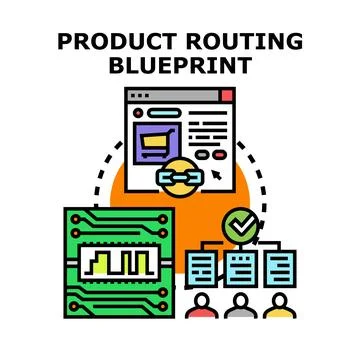 Product routing blueprint developing successful e commerce strategy Stock Illustration