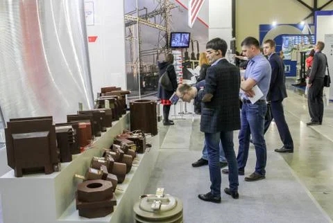 Product samples on the stand. Photos