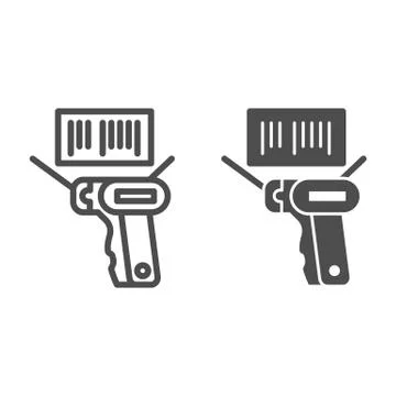 Product scanner and barcode line and solid icon, market concept, bar code with Stock-Illustration