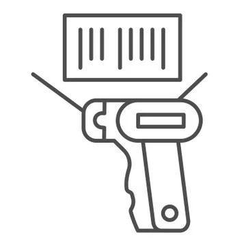 Product scanner and barcode thin line icon, market concept, bar code with laser Stock-Illustration