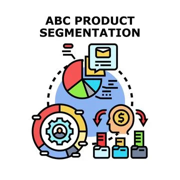 Product segmentation process analyzing target market data Stock Illustration